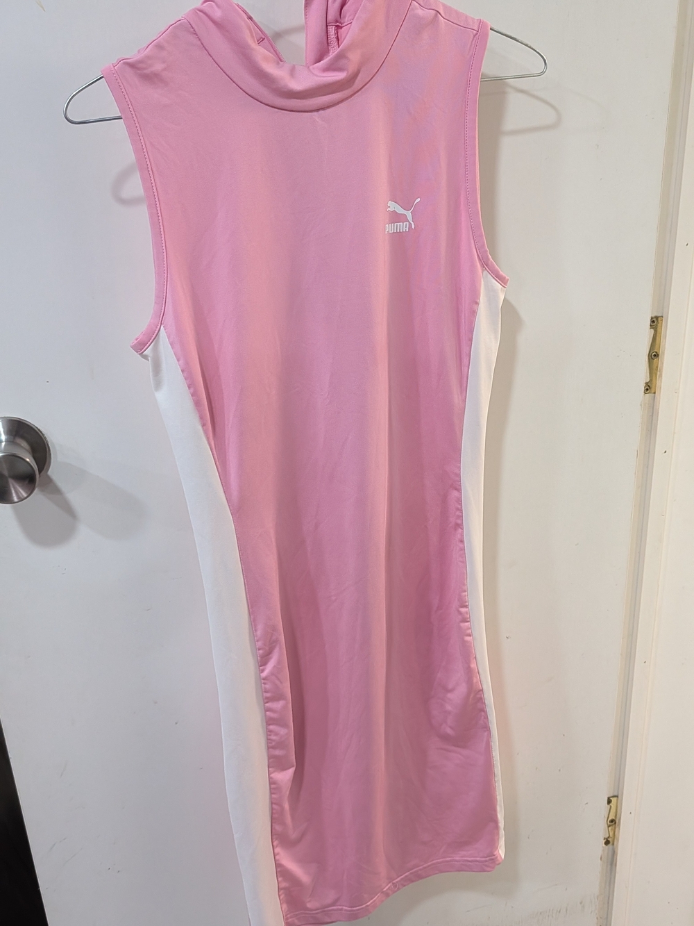 Puma Sleeveless Midi Dress in Pink with White Panels